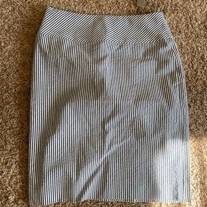 J. Crew Black and White Banker Stripe Pencil Skirt NWT 10